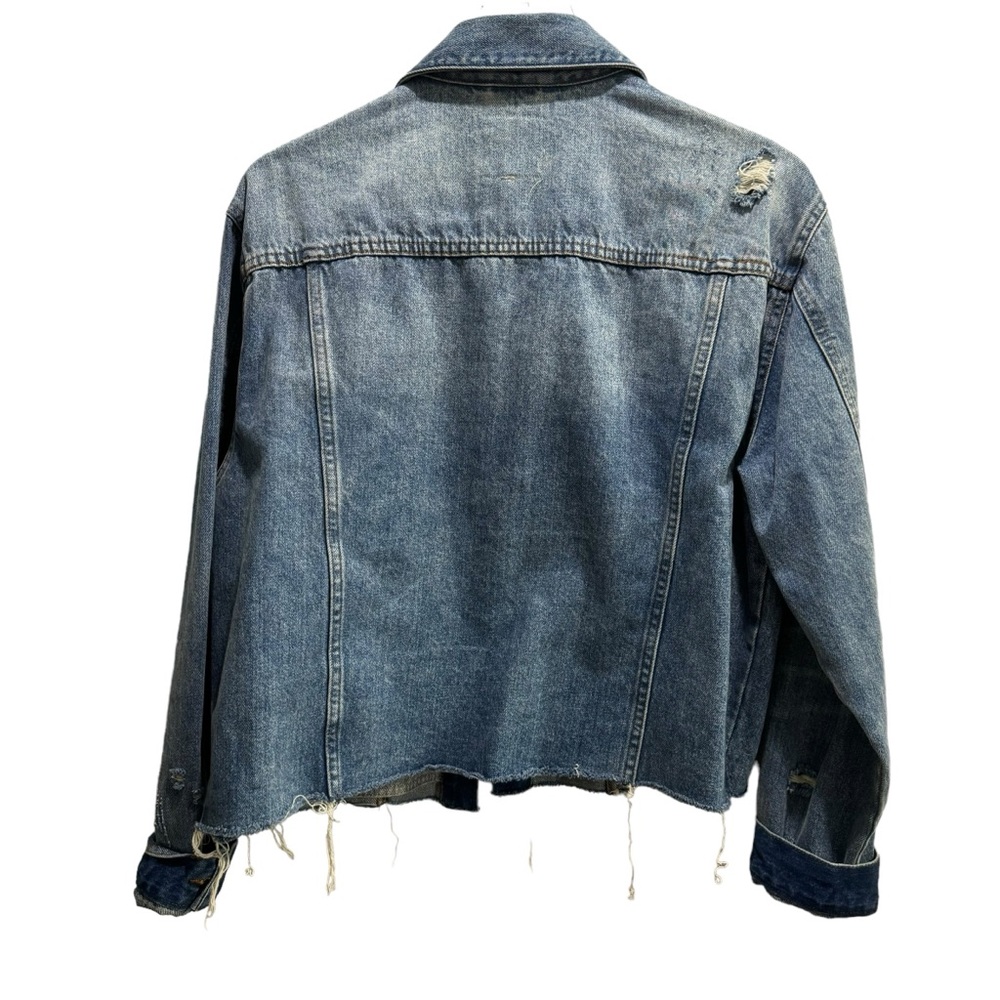 Daze Denim The Main Squeeze Crop Jacket in Throwdown Distressed Large - Picture 3 of 12